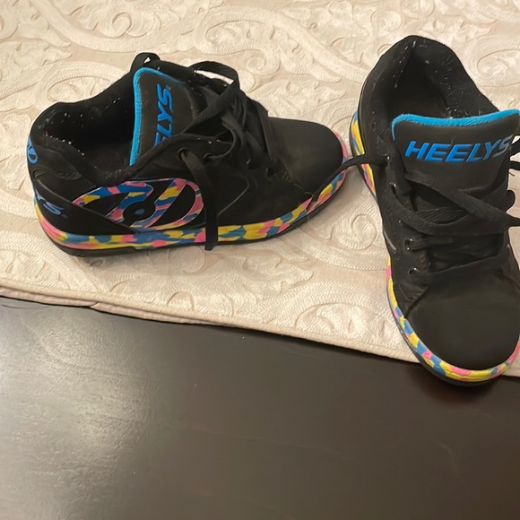 Size 3 Heelys. Black with multi colour design. Well taken care of - Picture 1 of 3